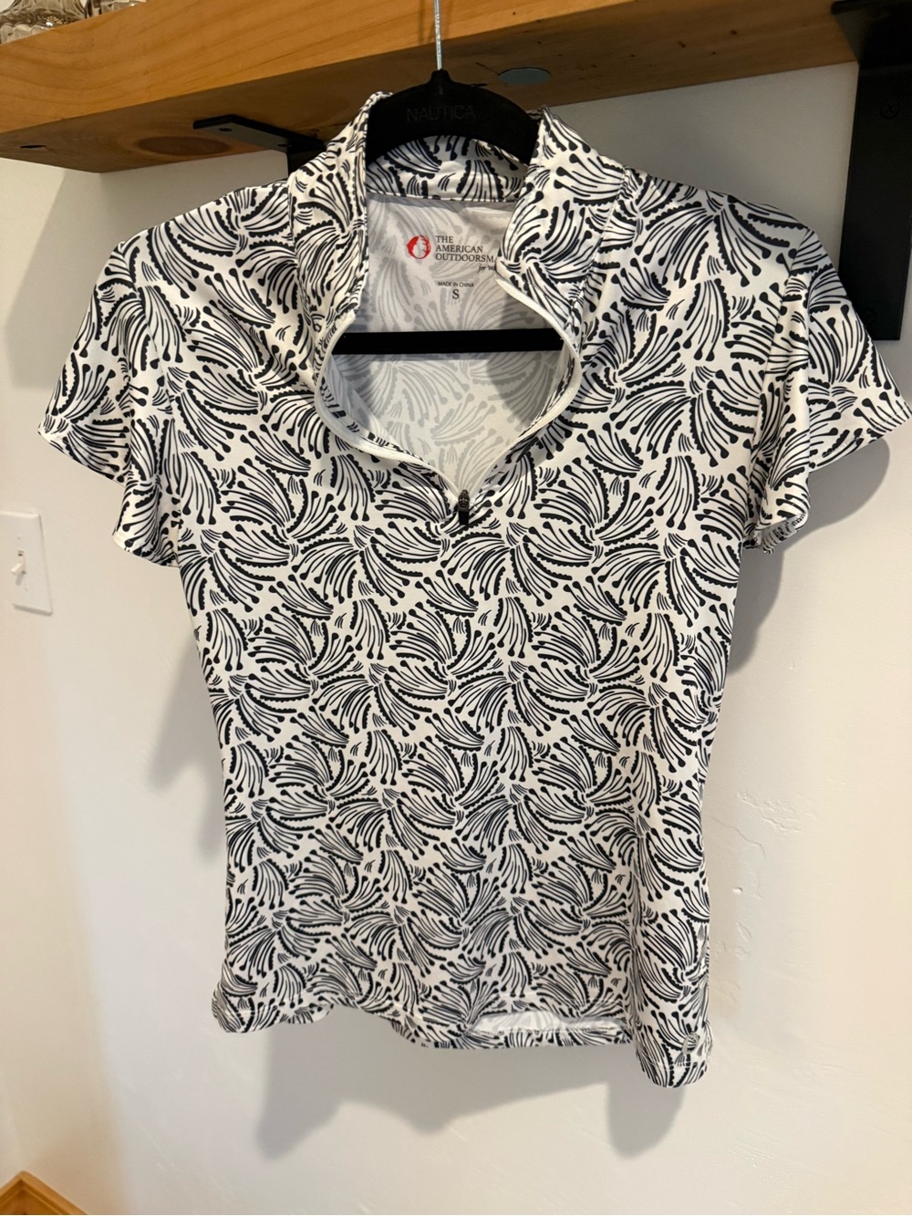 Women's Short Sleeve Printed Polo - Black/White